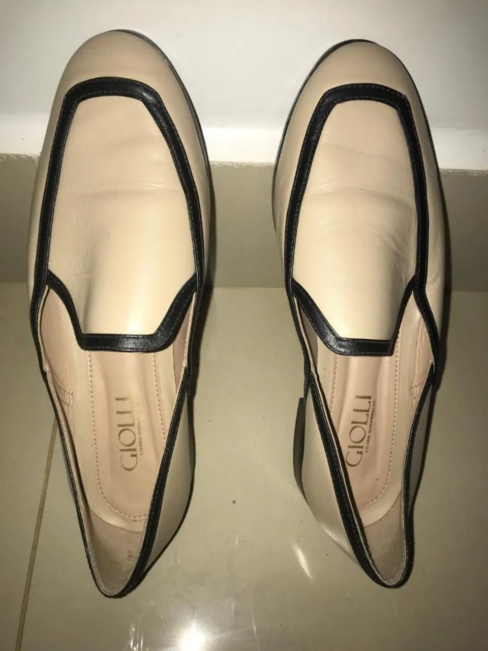 Sapato Couro Mocassim Bicolor Marca Giolli