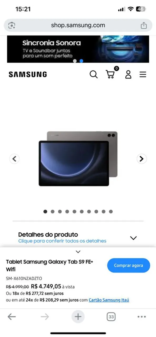 Tablet Samsung Galaxy Tab S9 FE+ Wifi