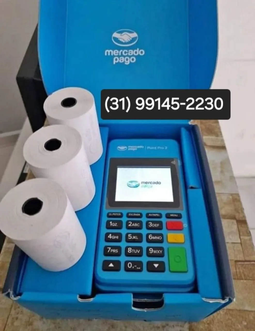 Maquininha de cartão Mercado Pago faz impressão e aceita cart alimenta.