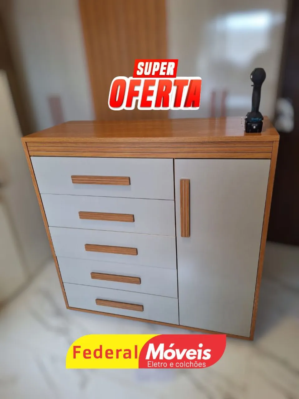 Cômoda Nova com 5 Gavetas e 1 Porta - Espaço e Organização com Estilo!