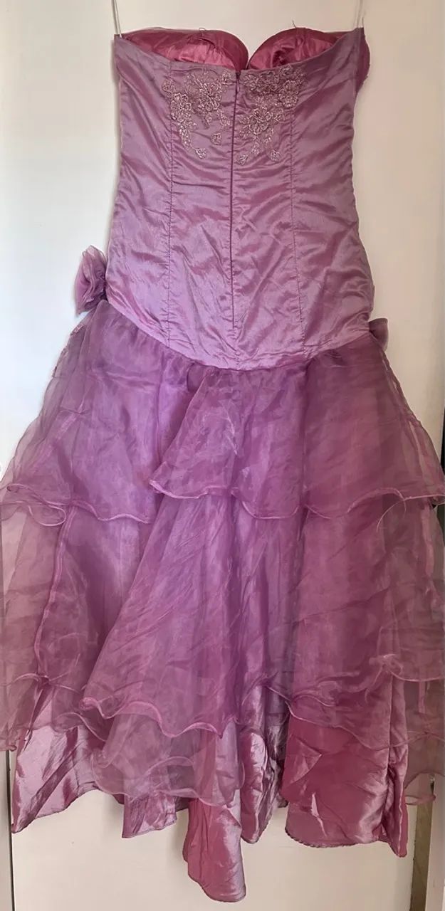 Vestido de Festa Lilás com Flores - Foto 4