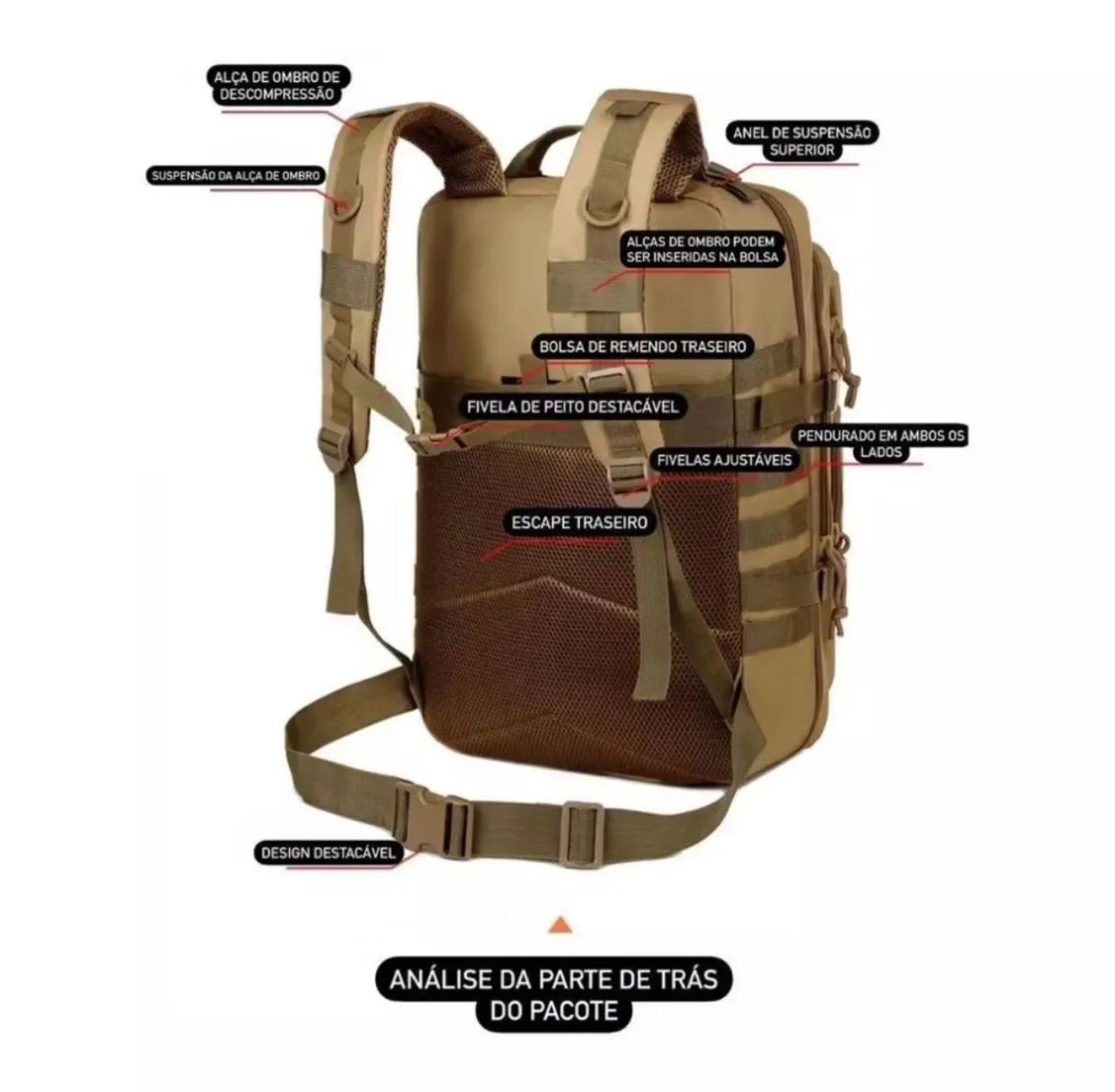 Mochila tática 50 litros camuflada  - Foto 3