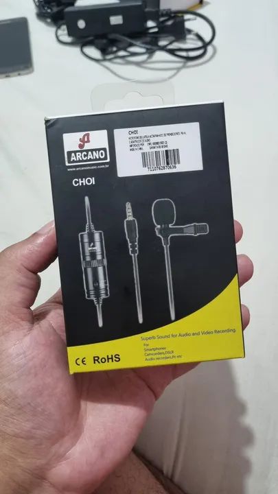 Microfone de Lapela Arcano Choi para Celular, Câmera e Gravação de Áudio
