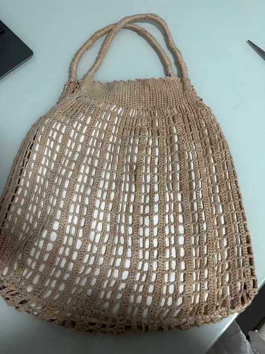 Bolsa de crochê bege
