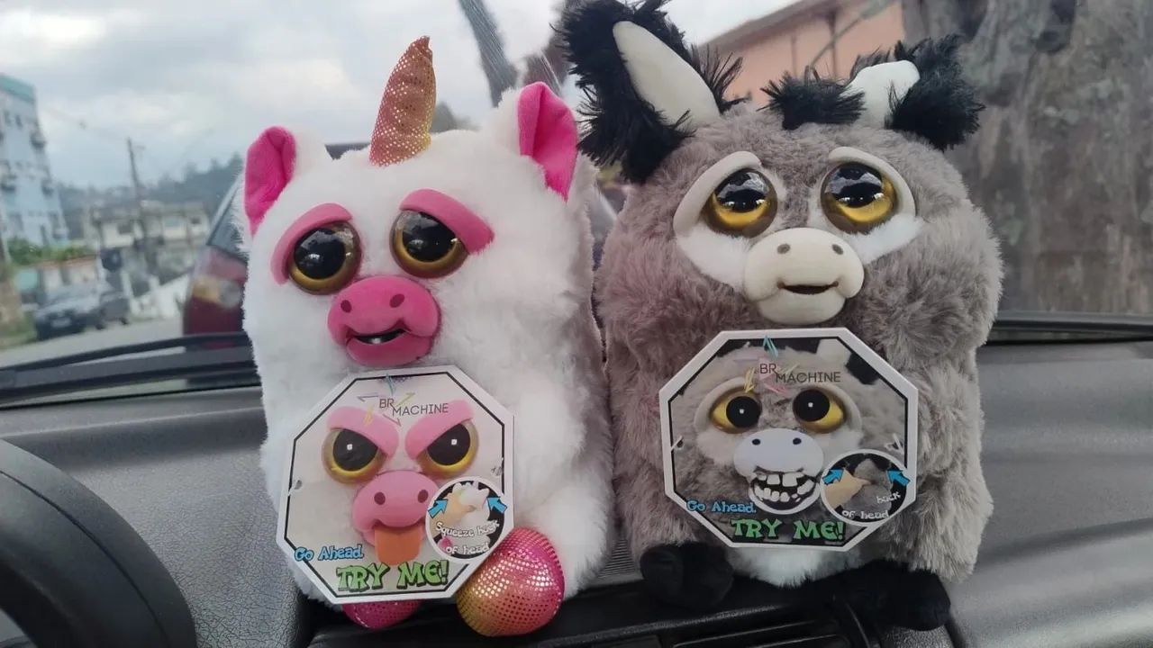 Pelúcias feistys Br Machine, Burrinho e Unicórnio língua 
