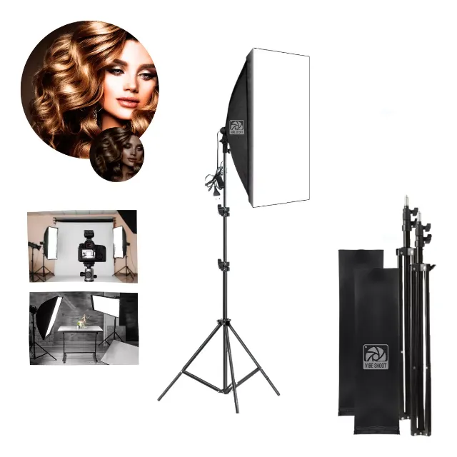 Kit Soft Box Luz Contínua Estúdio 50x70cm E27 + Tripé 2m