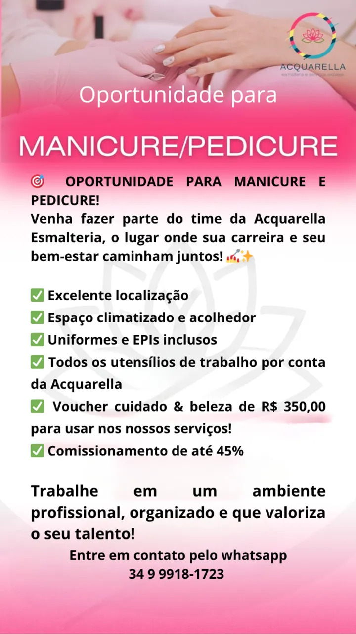 OPORTUNIDADE PARA MANICURE E PEDICURE