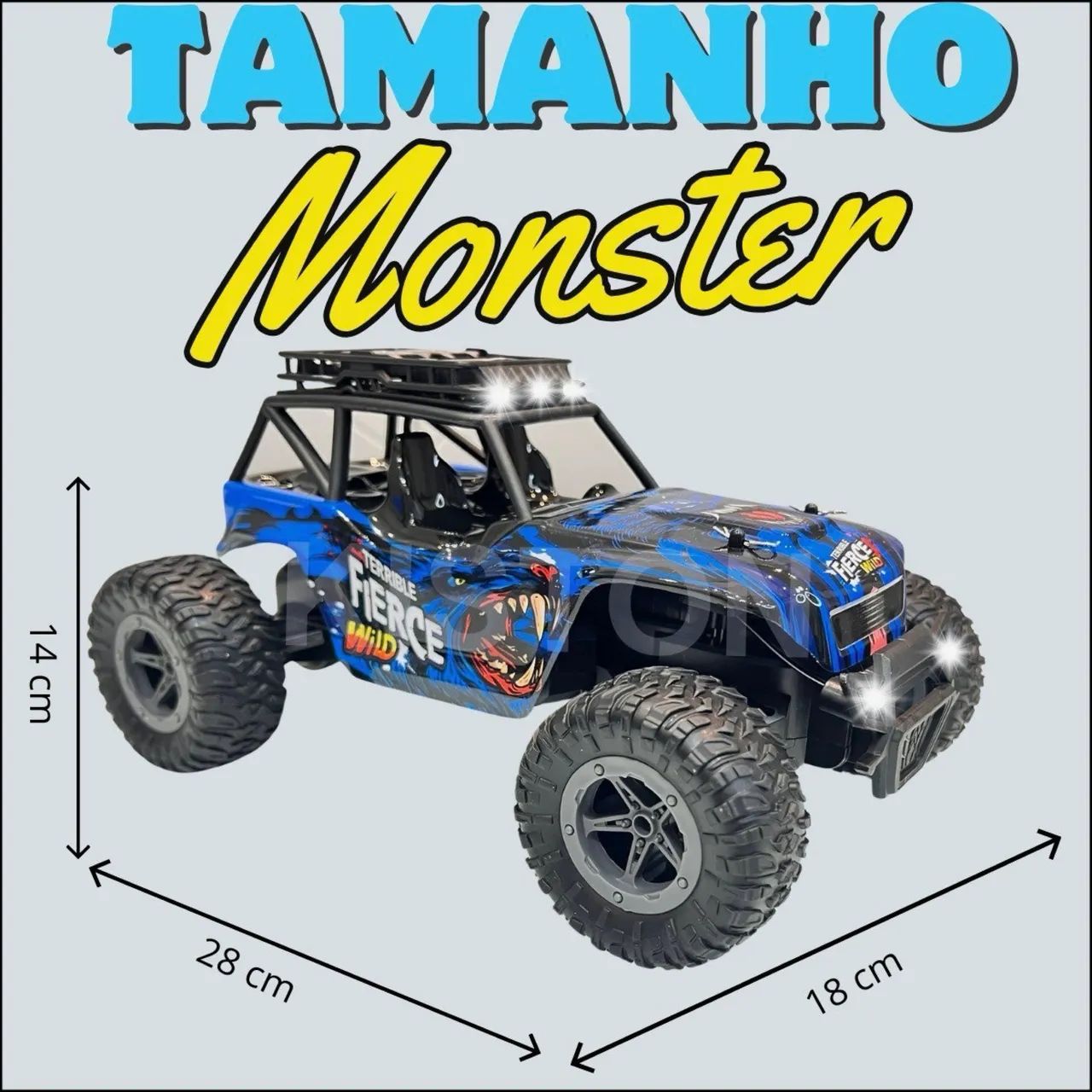 Carrinho Controle Remoto Fora Estrada RC Monster Recarregável Velocidade e diversão - Foto 5