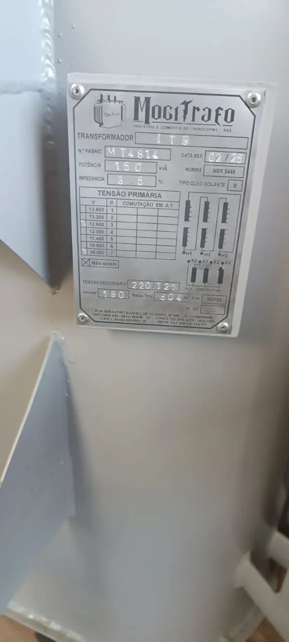 TRANSFORMADOR A OLEO 150 KVA 13.800/220 V REFORMADO