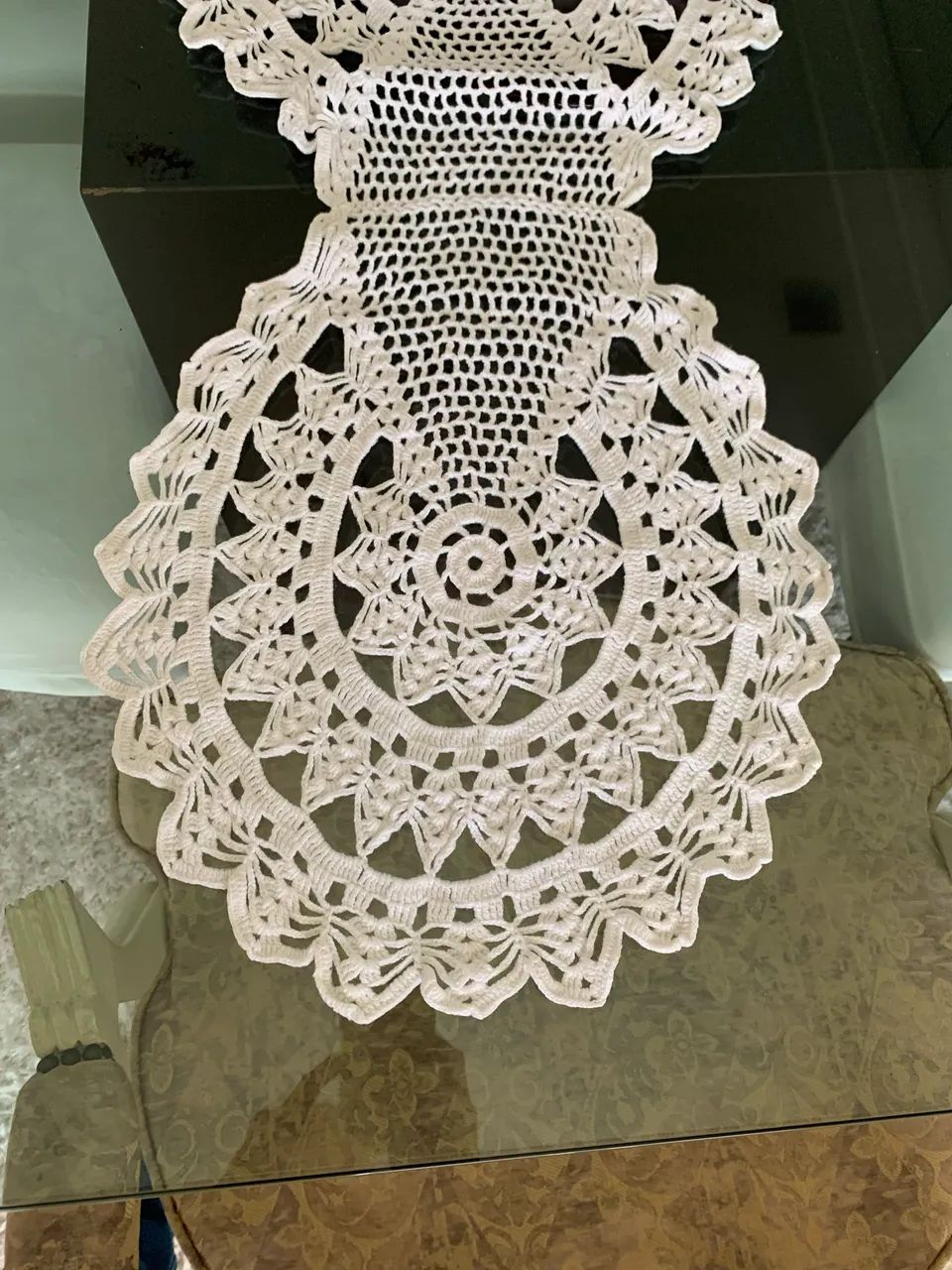 Caminho de crochê bege - Foto 2