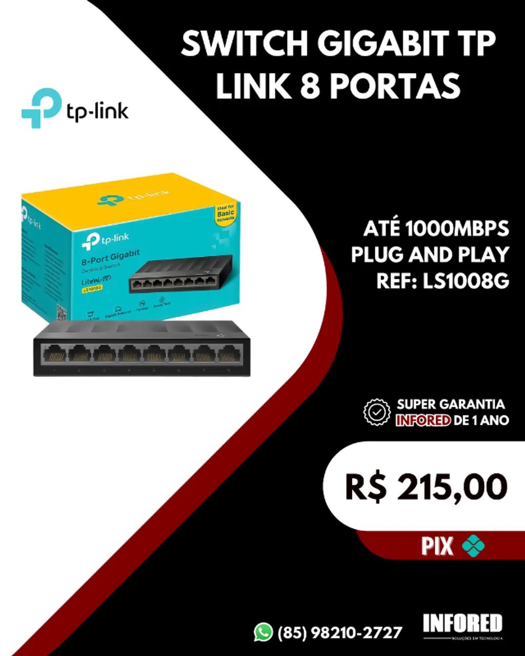 Switch Gigabit TP link 8 portas LS1008G