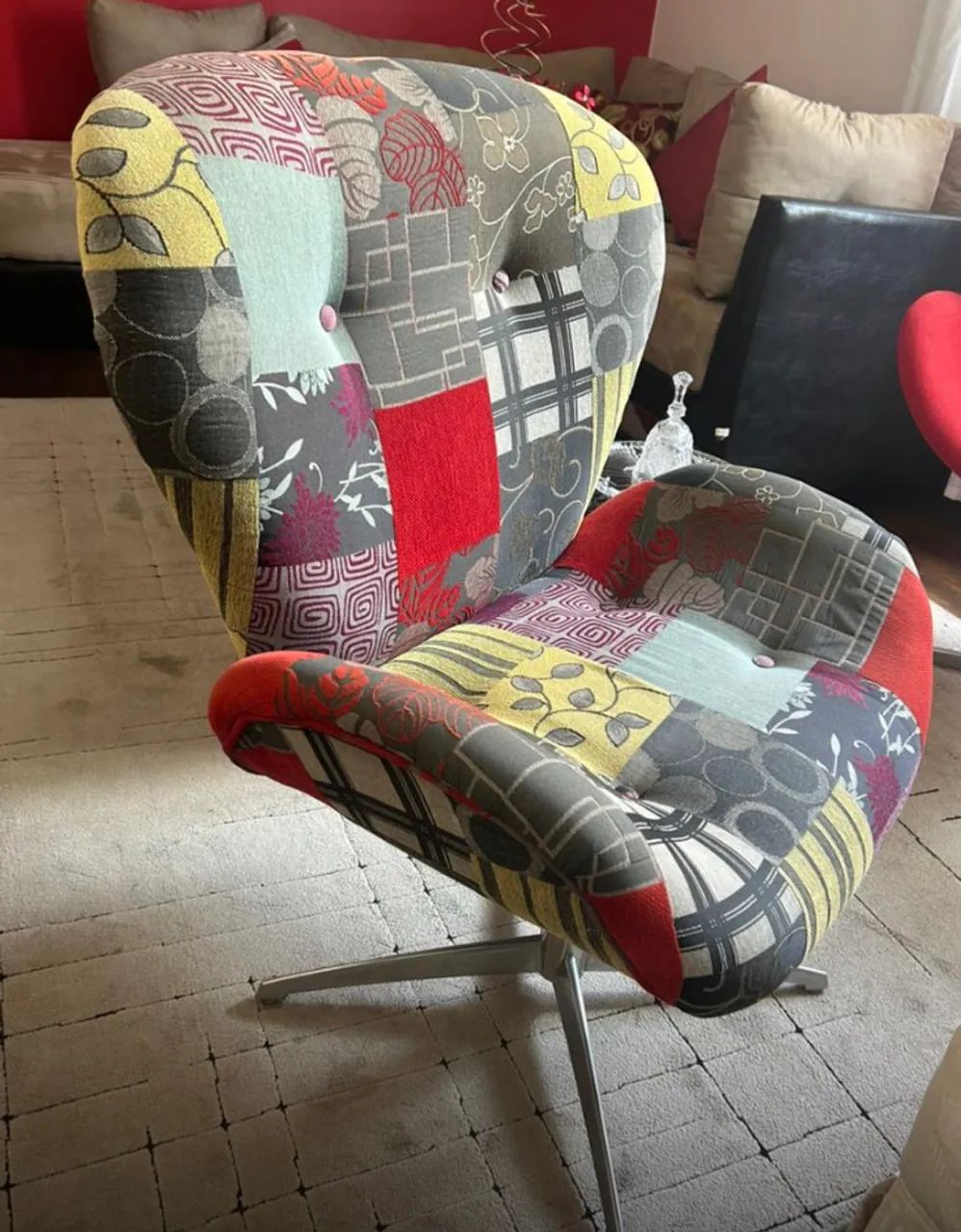 Poltrona Giratória Patchwork