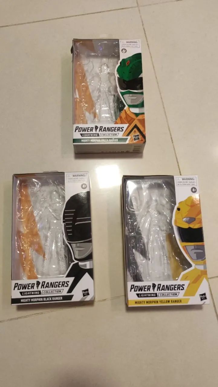 Caixas Power Rangers Lighting Collection - Verde, Preto e Amarela (Vazias)