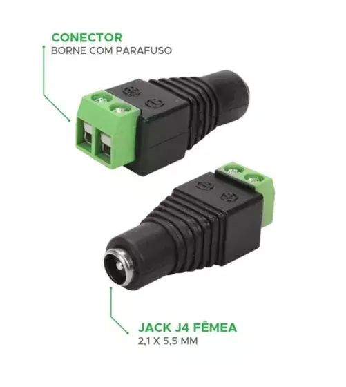 Kit 100 Conector P4 Femea com borne (ideal p/ CFTV) - Foto 2