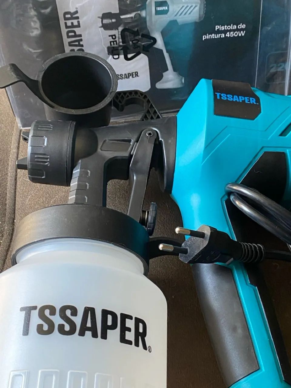 Pistola De Pintura Elétrica Pulverizadora de Tinta c/ compressor 450w Bico Metal - TSSAPER - Foto 2