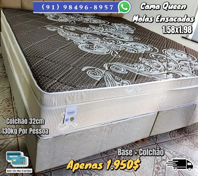 CAMA QUEEN COLCHÃO 32CM MOLAS ENSACADAS 