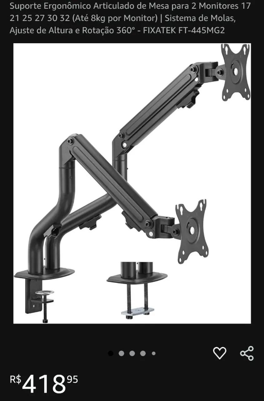 Suporte 2 monitores até 32 pol $299