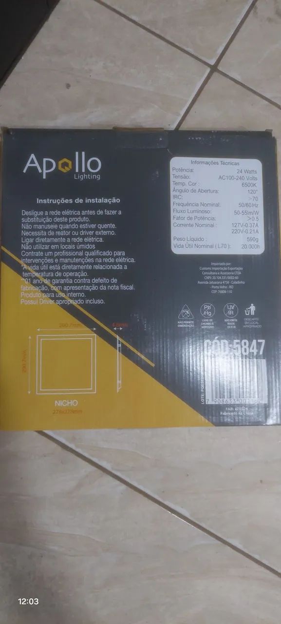 Painel Quadrado Embutir Apollo 24W 6500K - Foto 2