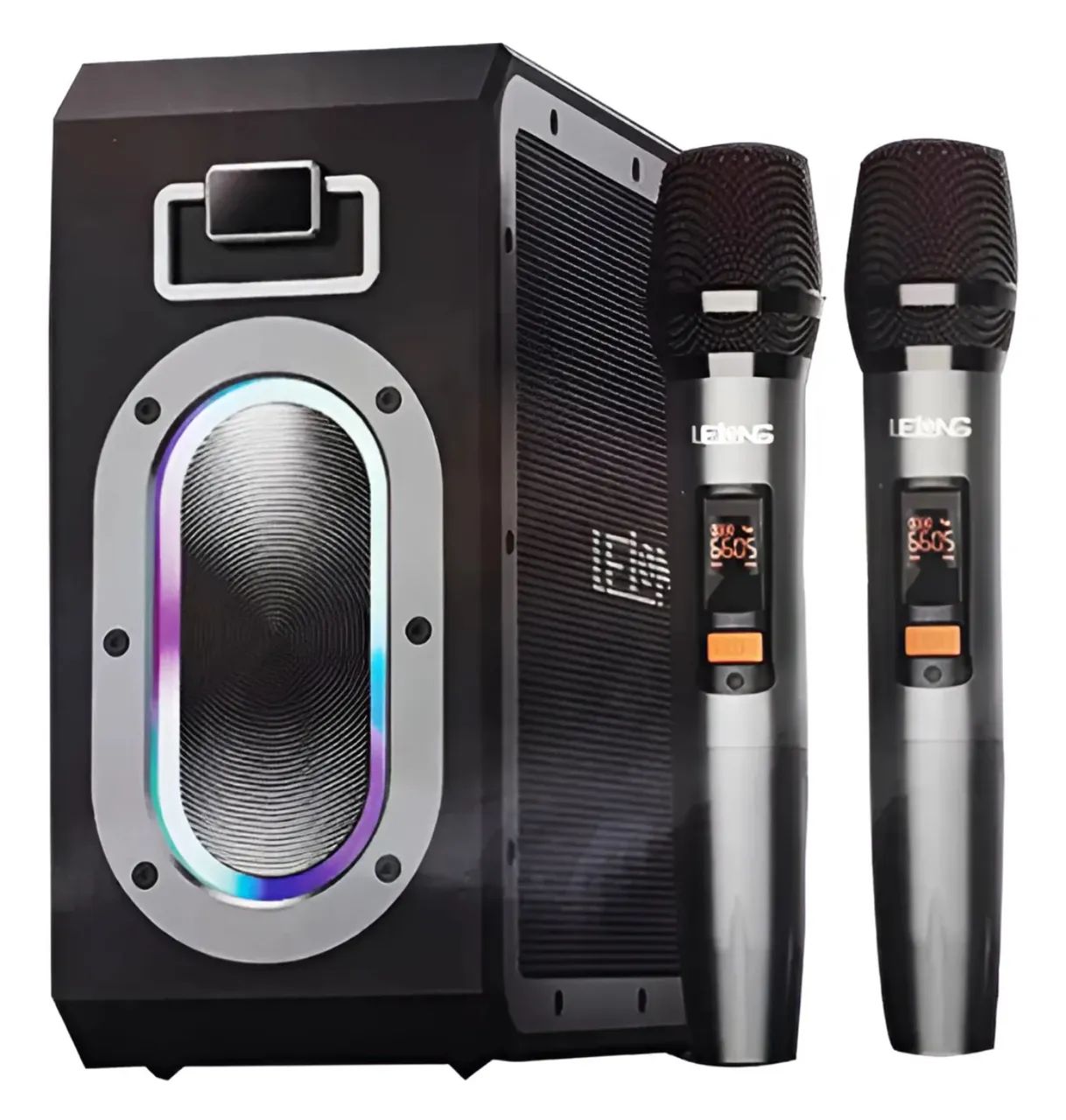 Caixa De Som Bluetooth Karaoke C/2 Microfone Sem fio Lelong 200w