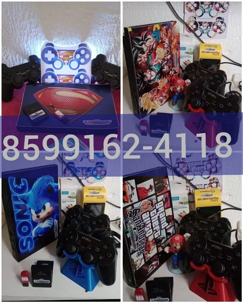 Playstation 2 Personalizado com Jogos e Controles
