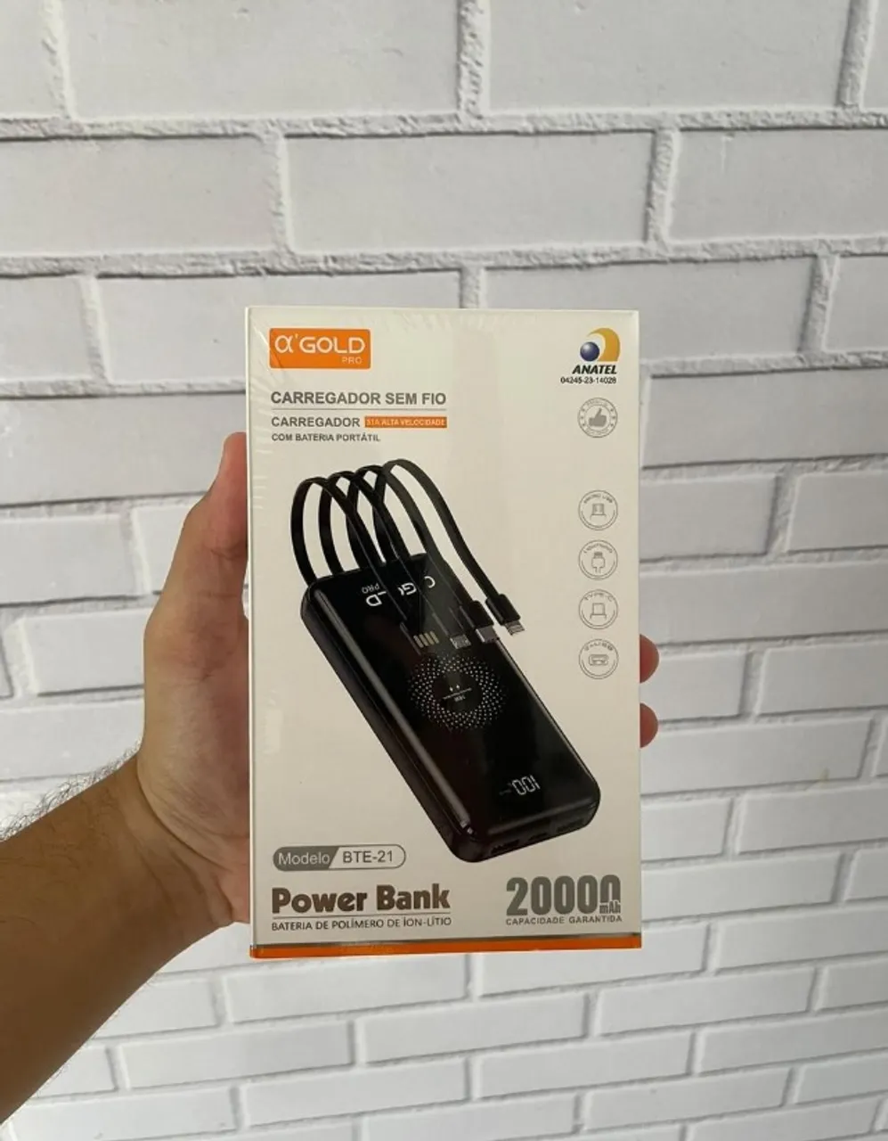 Carregador Portátil 20.000mAh AGold BTE-21 carregamento por indução (Fazemos entregas!)