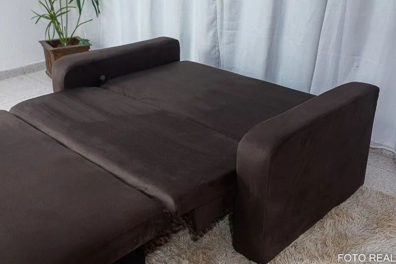 Sofá Cama Casal com Baú Suede Marrom  - Foto 3