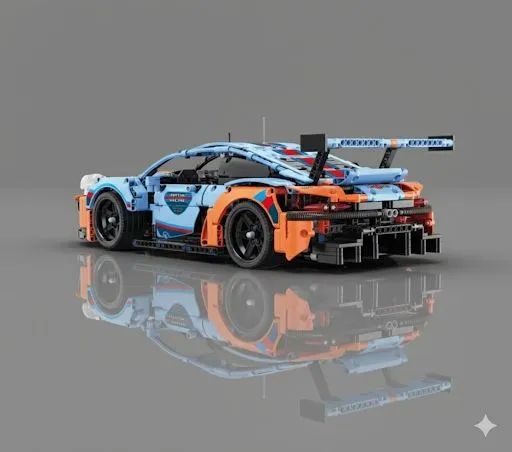 BLOCOS DE MONTAR PORSCHE GULF 2703 PEÇAS + KIT DE MOTORIZAÇÃO E CONTROLE REMOTO MARCA KBOX - Foto 2