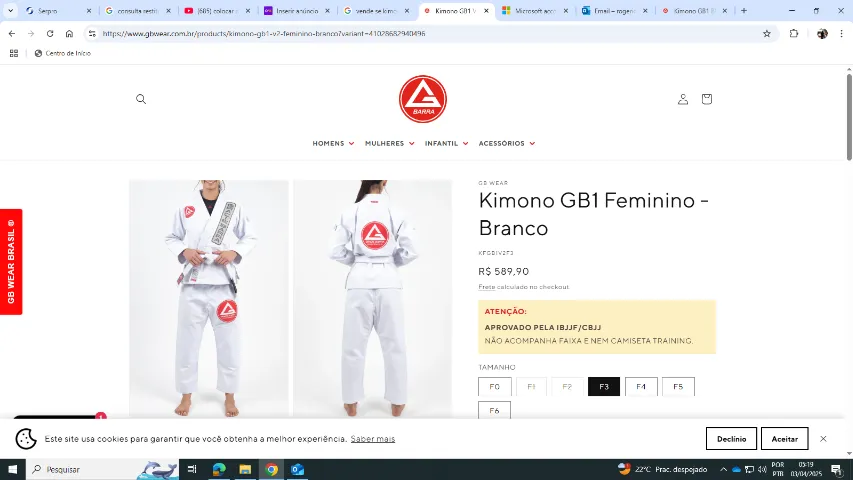 KIMONO GRACE BARRA usado apena uma vez