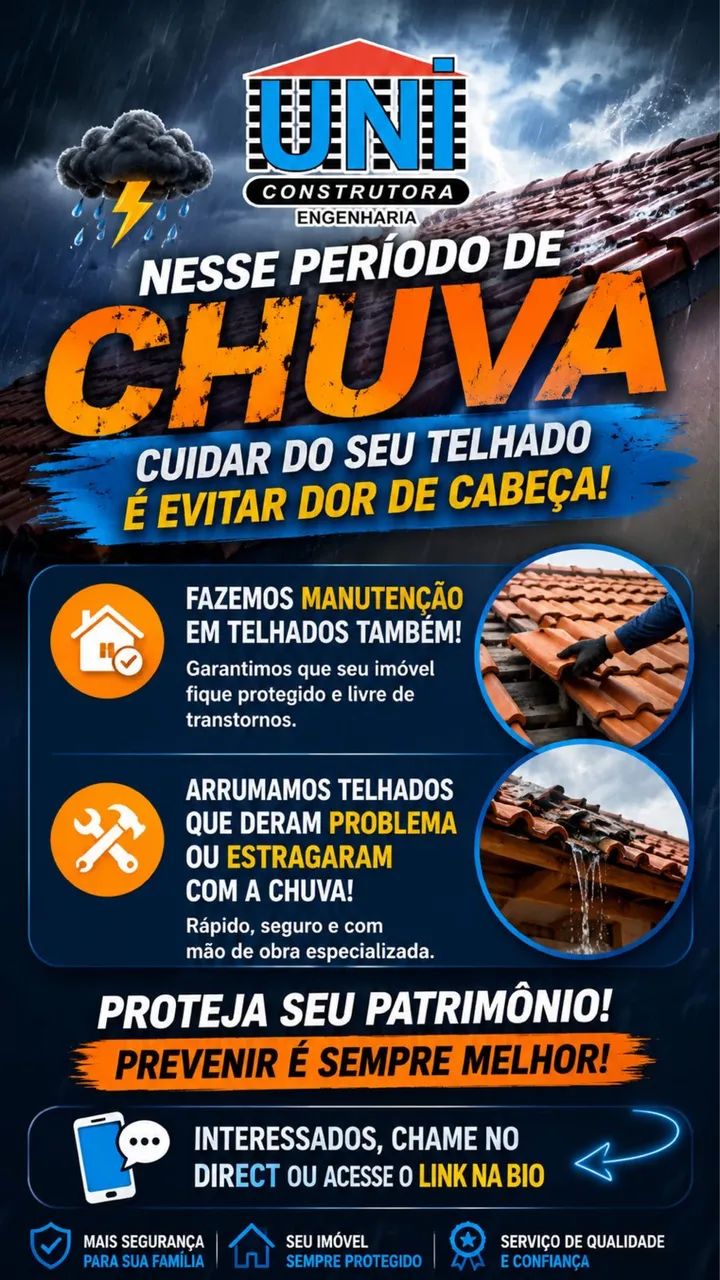 Impermeabilização, troca e reparo de telhados 