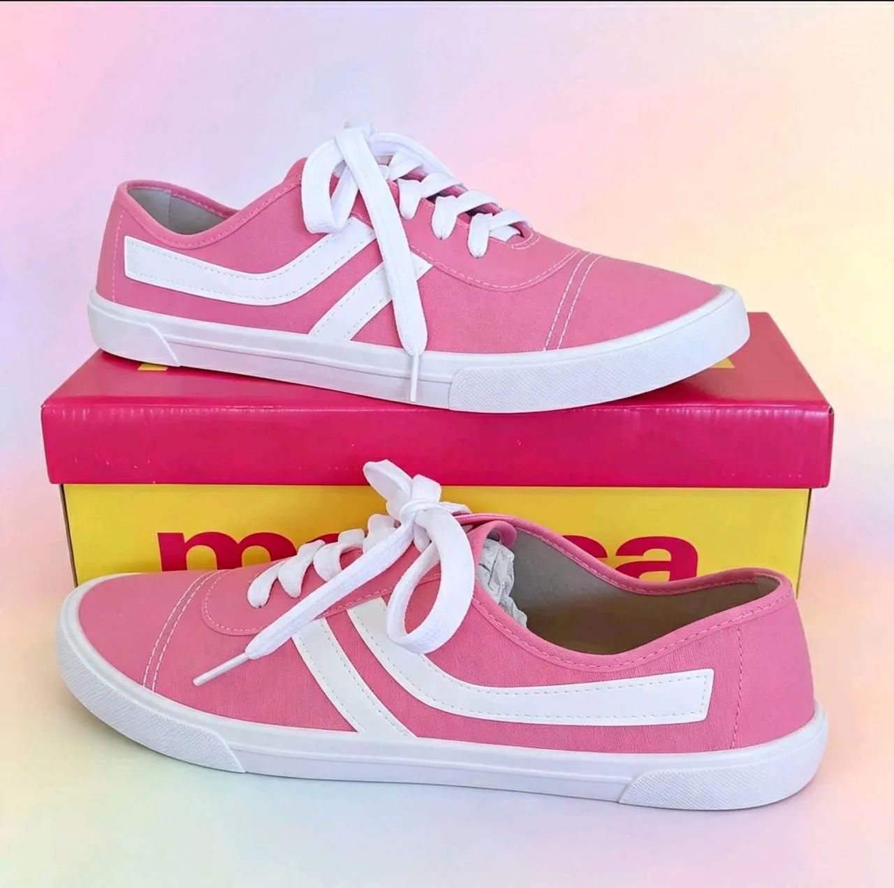 Tênis moleca rosa e branco tamanho 38