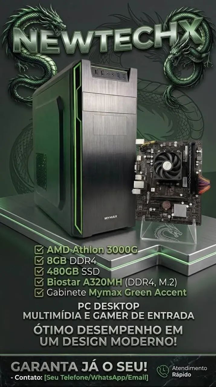 Computador Completo SSD 480GB + 8GB RAM | NEWTECHX 