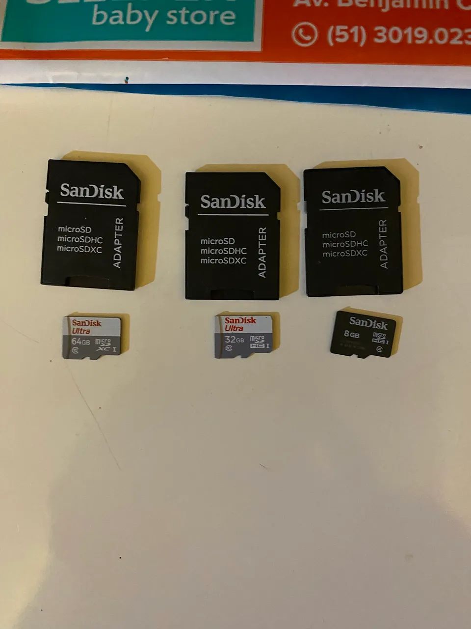 KIT 3 CARTÕES MICROSD (64GB, 32GB, 8GB) PRATICAMENTE NOVOS 