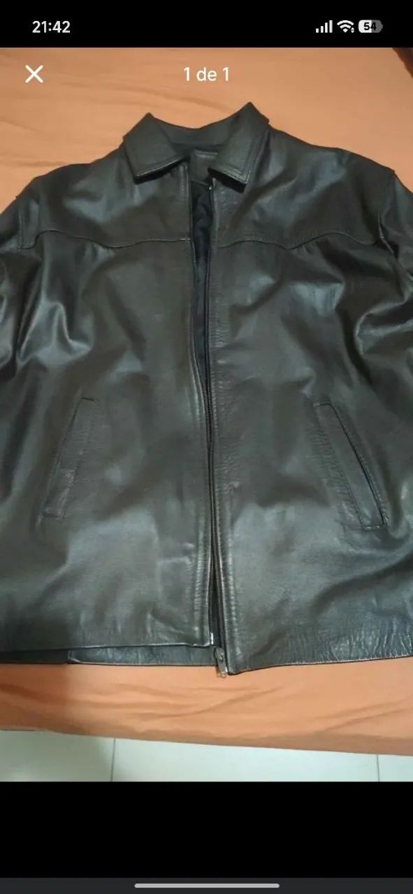 Jaqueta de couro Marrom G