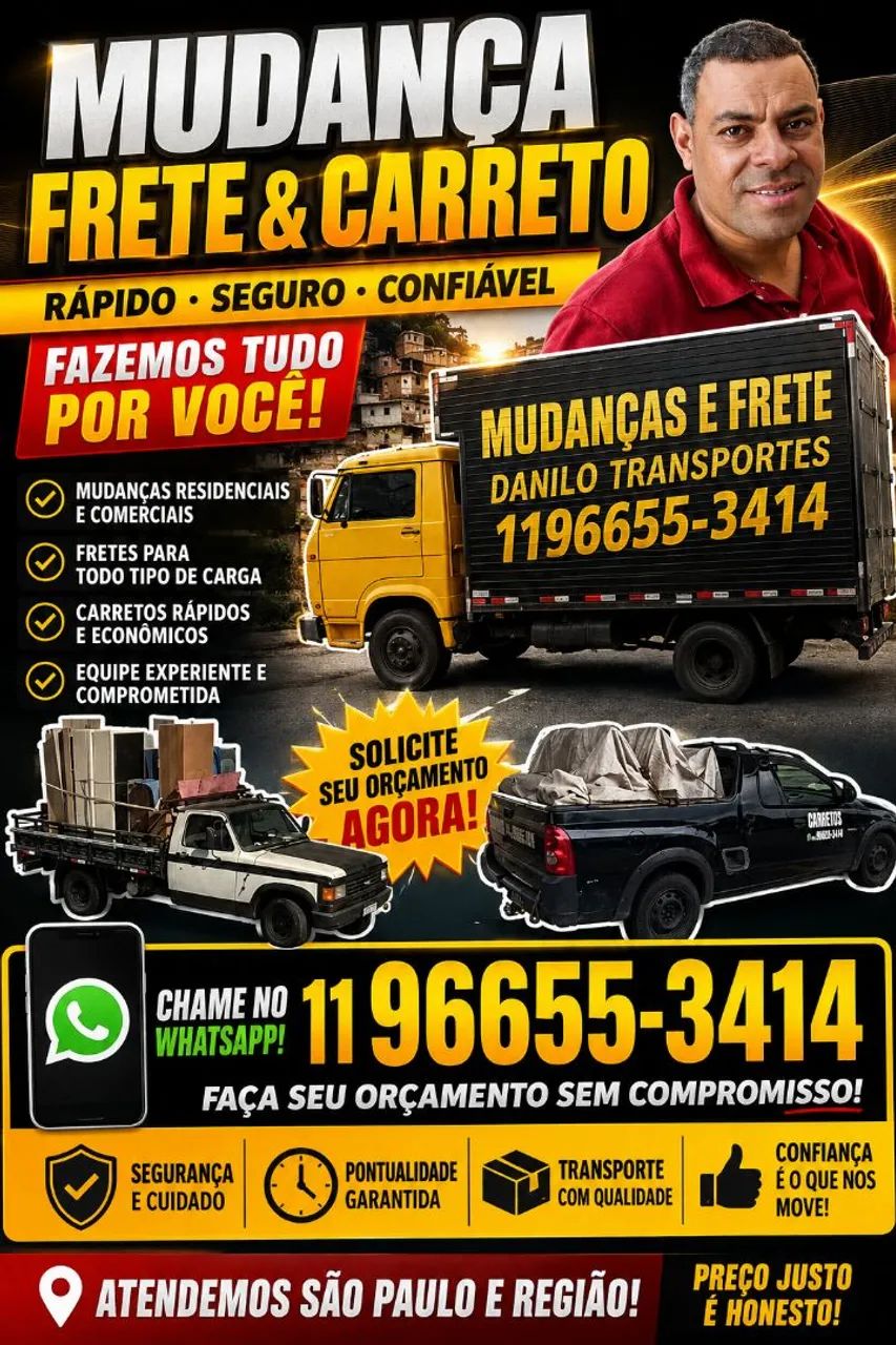 Mudança, carreto e fretes, ABCD e região!