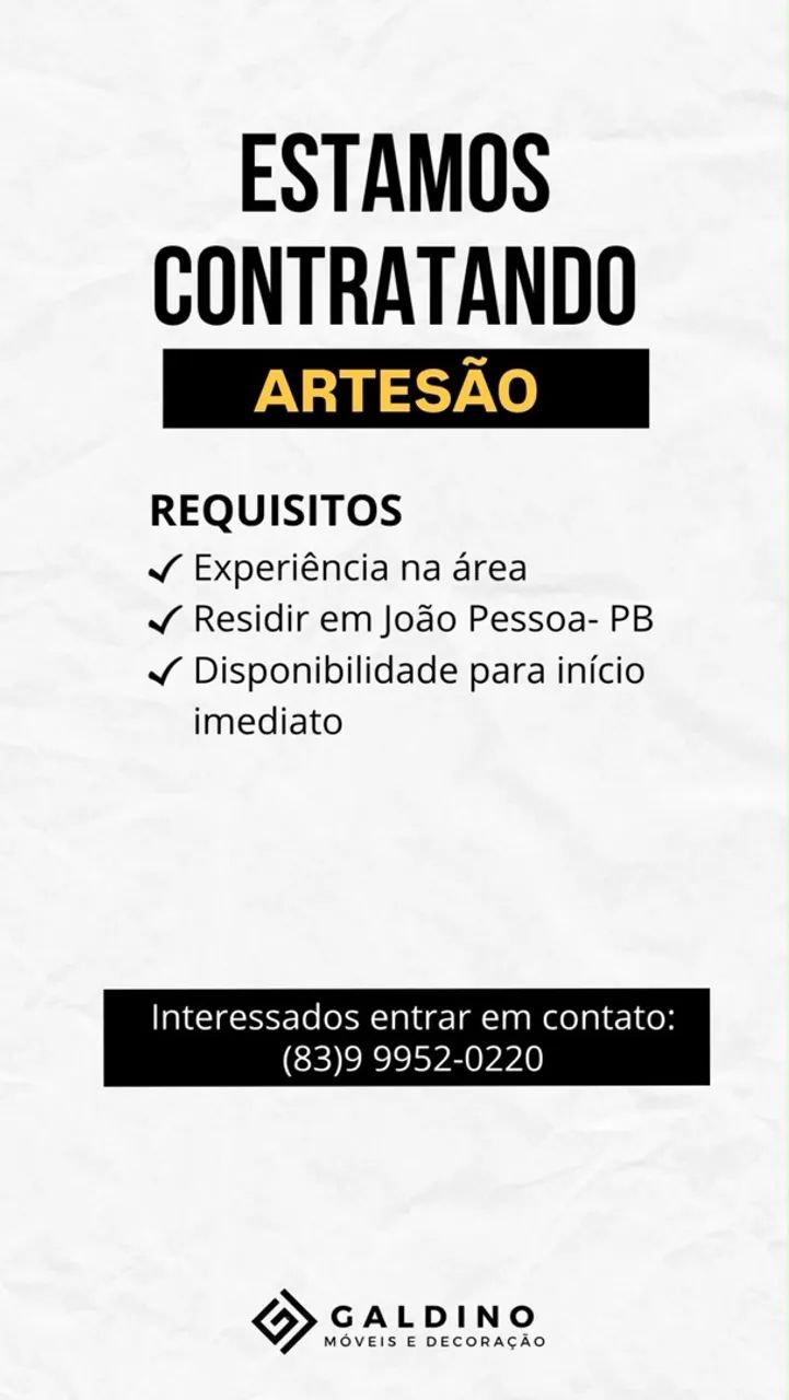 Vaga para artesão de móveis externos 