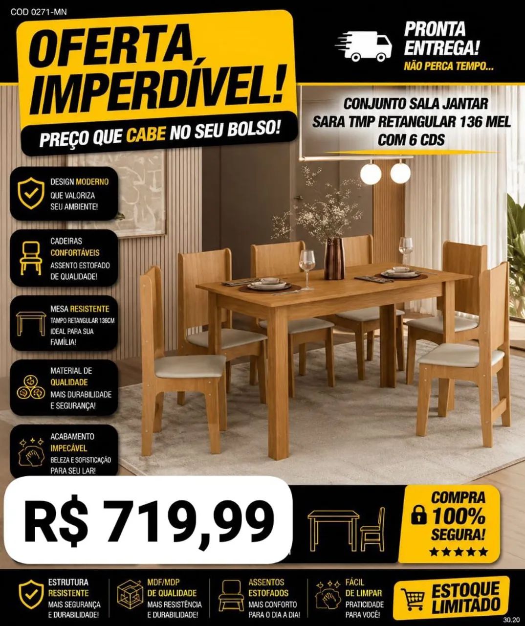 MESAS DE JANTAR FRETE GRÁTIS  - Foto 5
