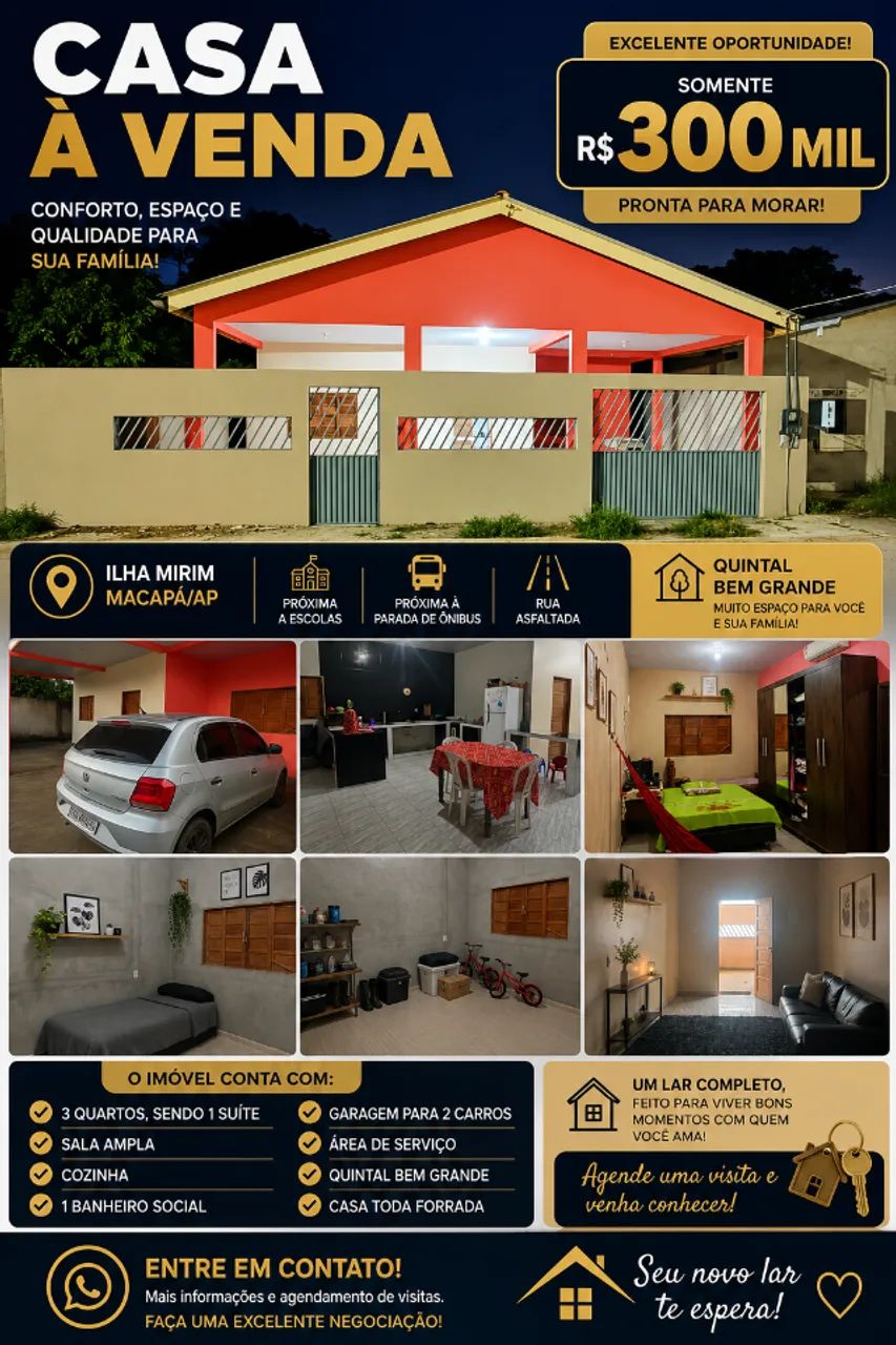 Casa localizada no bairro Ilha Mirim, Macapá-AP.
