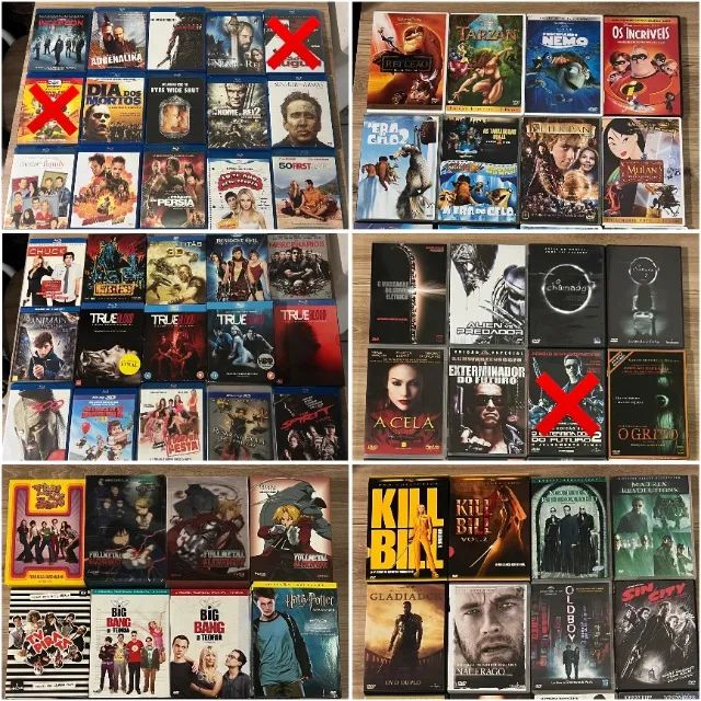 Lote com 375 Mídias Físicas (347) DVDs + (28) Blu-rays