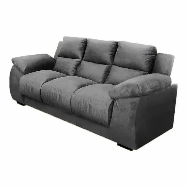Sofa Luna Estofar 3 Lugares Tevido Veludo - Praia Moveis  - Foto 2