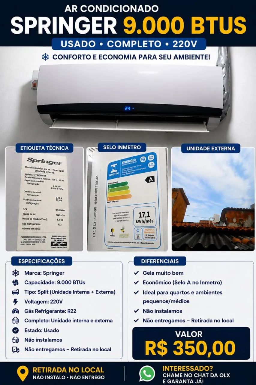 Ar condicionado de 9000 btus 
