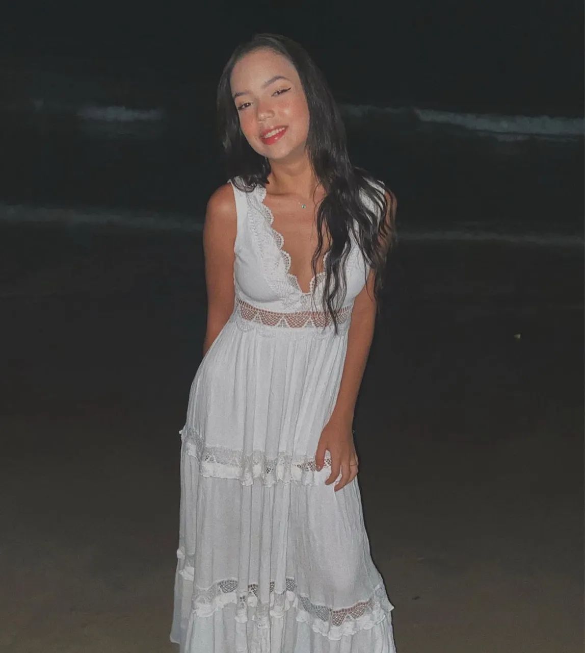 Vestido branco com renda - Tam 36 / P