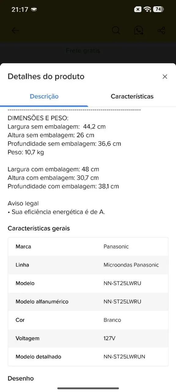 Microondas Panasonic 21 litros - Foto 4