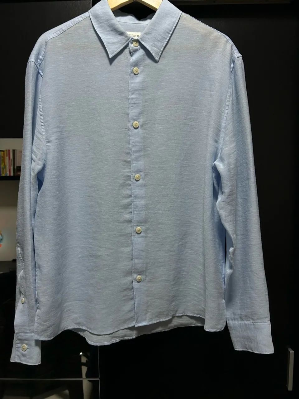 Camisa de linho azul Zara