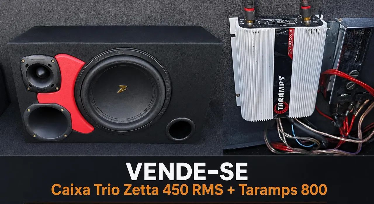 CAIXA TRIO ZETTA 450rms + TARAMPS 800X4 - Aparelhos de Som