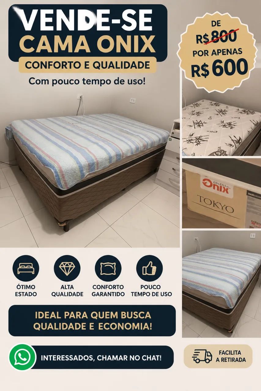 Cama casal Box Onix
