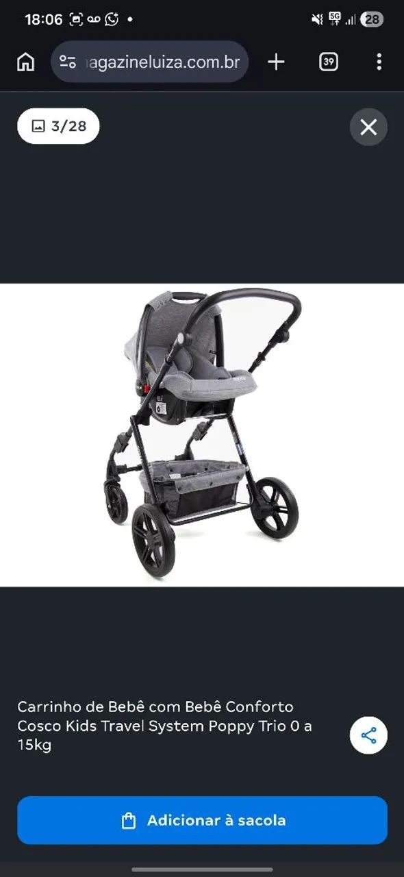 Carrinho de bebe completo com bebe conforto e moises - Foto 3