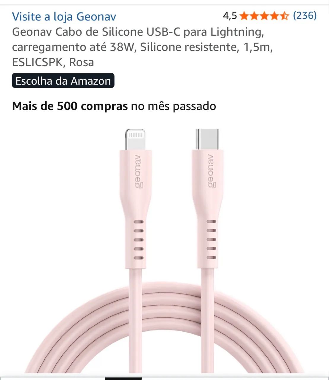 Geonav Cabo de Silicone USB-C para Lightning - Foto 3