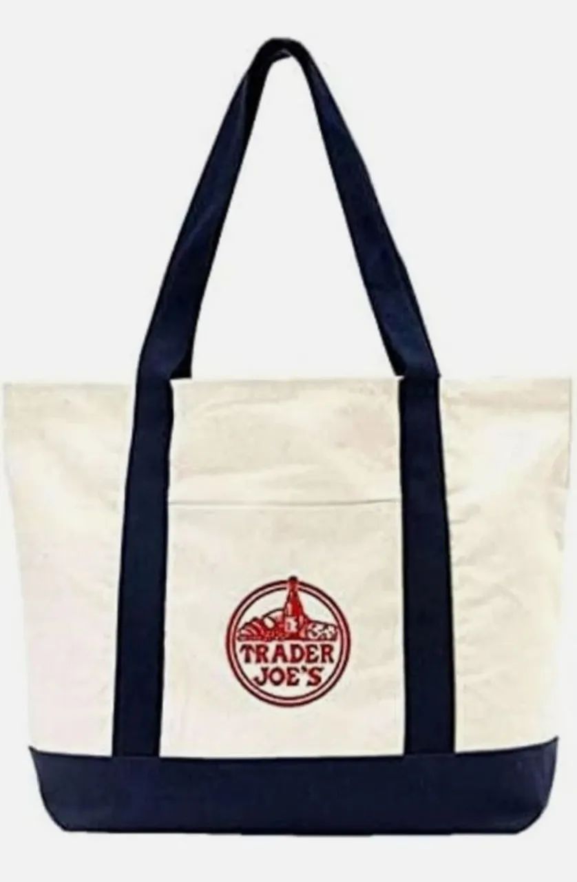 Bolsa Trader Joe's original | Ecobag bege e azul-marinho - Foto 4