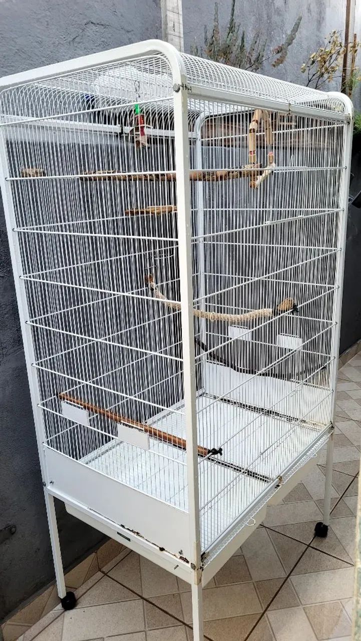 Gaiola / viveiro Londrina tubular malha fina com bandeja dupla