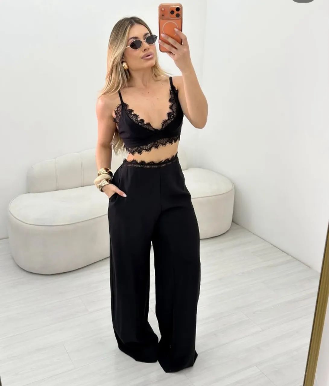 conjunto de calça e croped 